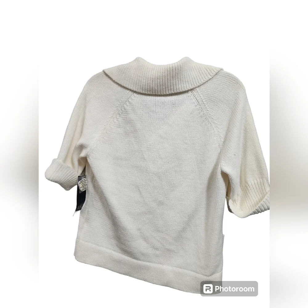 NWT Anne Klein Button UP Knit Sweater Ivory Beige Collared Size Medium - Picture 4 of 6